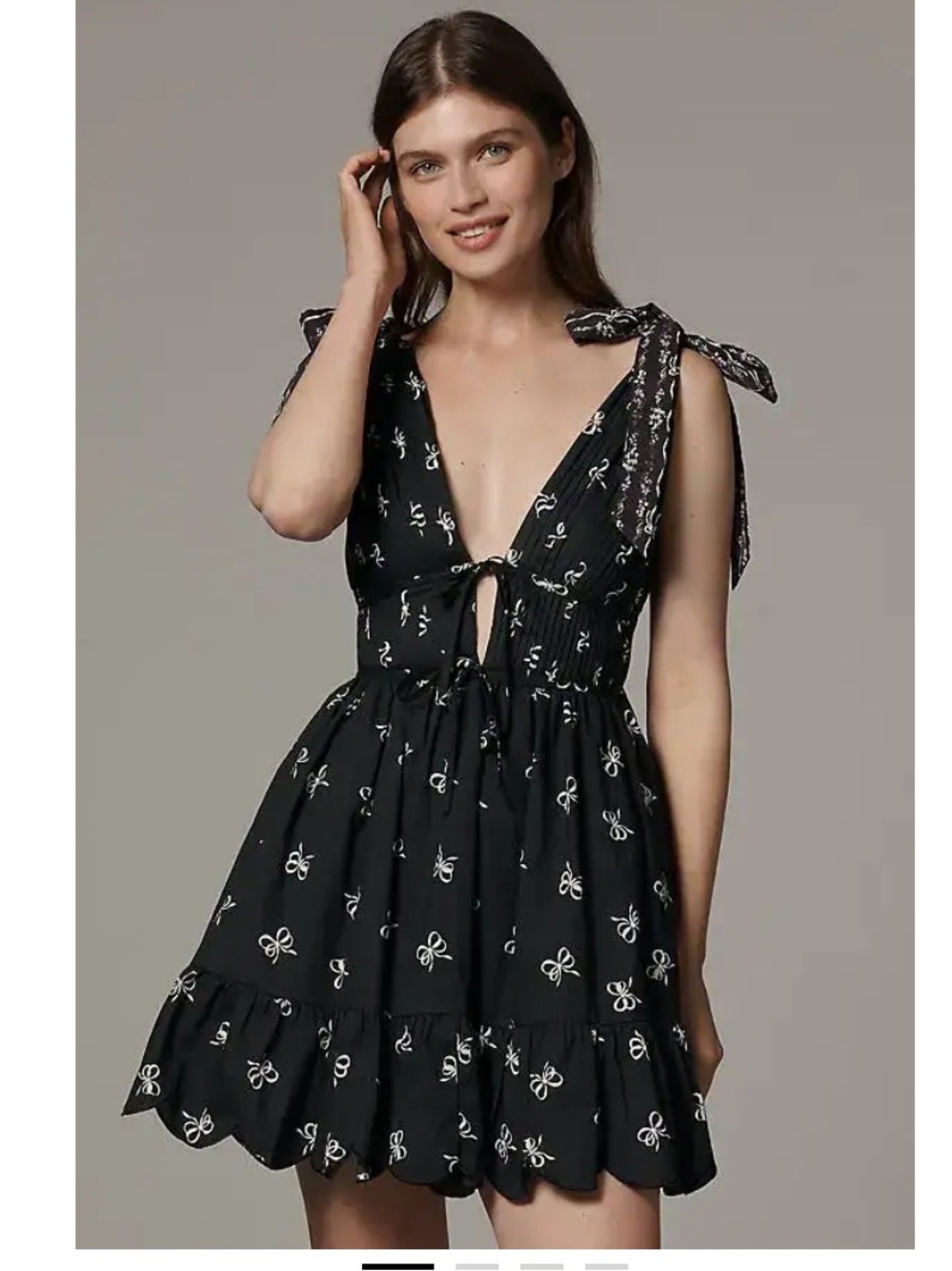 En Saison Black Mini Dress with White Motif